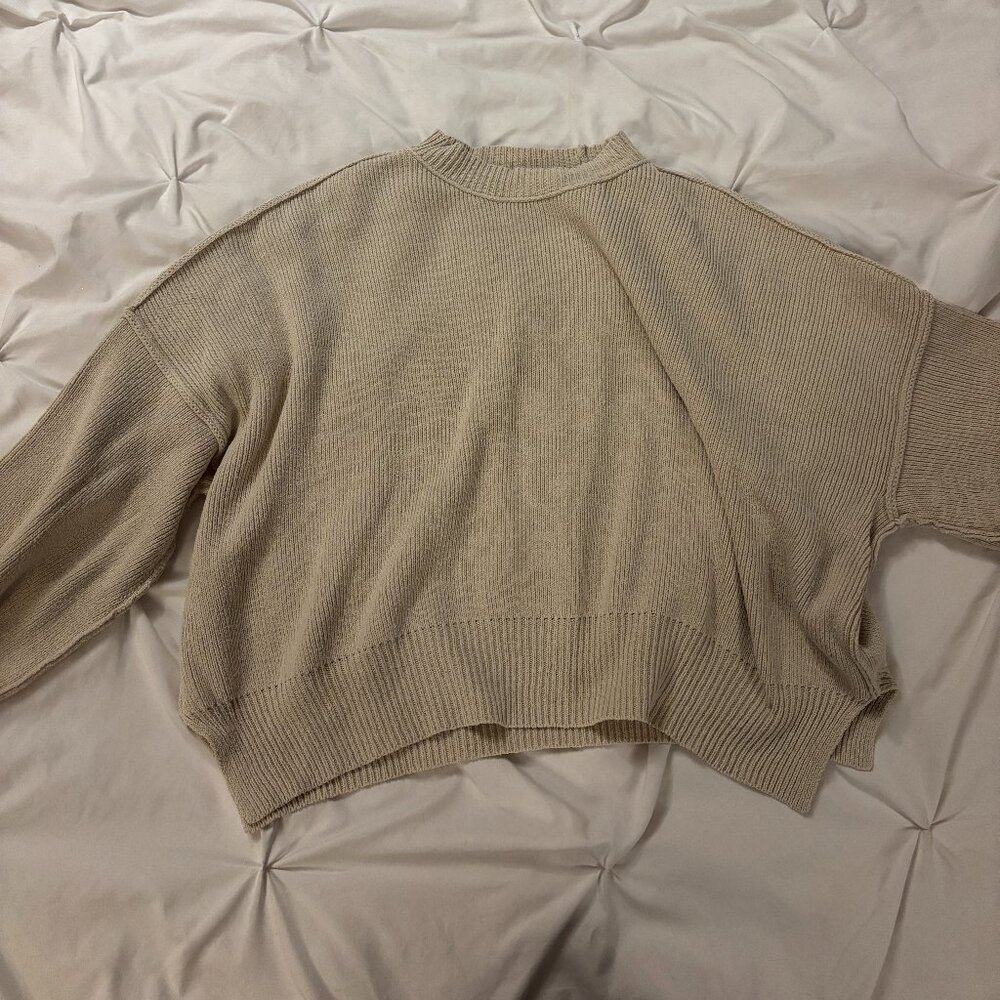 Grey Bandit Taupe Martha Crew Sweater Size Small